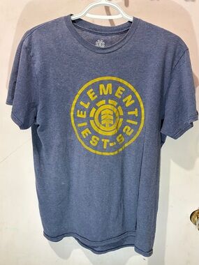 Element Short-Sleeve Tee in Heather Navy with Yellow Logo